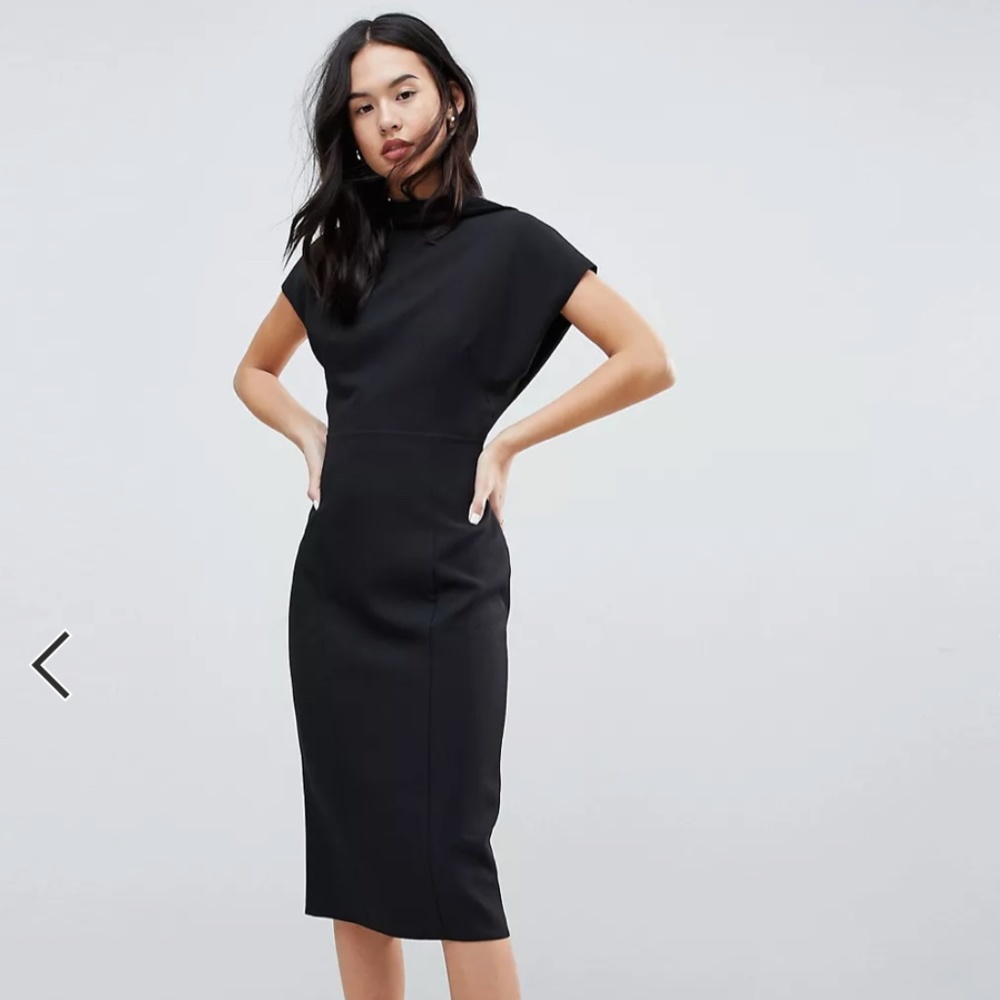 ASOS DESIGN Short Sleeve Midi Pencil Dress With Open Back